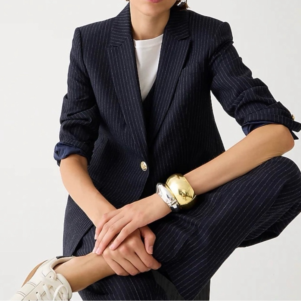 SOLD OUT!! NWT JCREW Collection Oversized Blazer in Pinstripe Italian Wool Sz 10